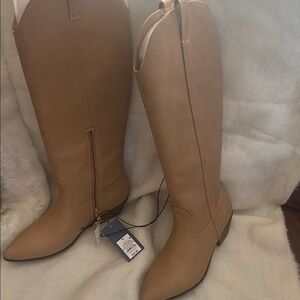 Tan Knee-High Leather Boots